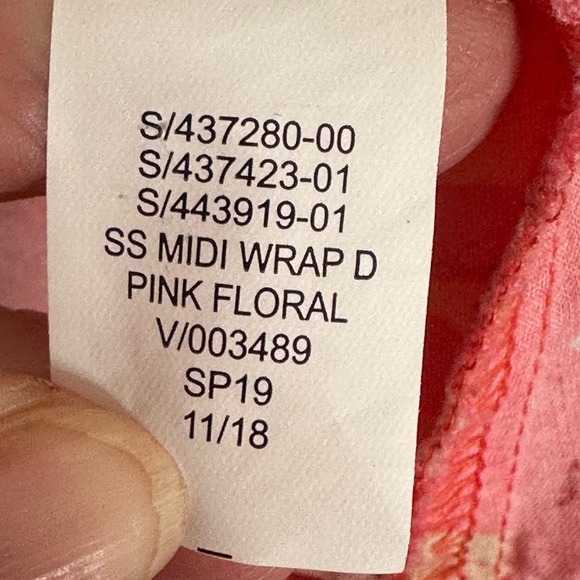 Gap Womens Coral Pink Floral Short Sleeve True Wrap Midi Dress Size Small - Picture 9 of 9